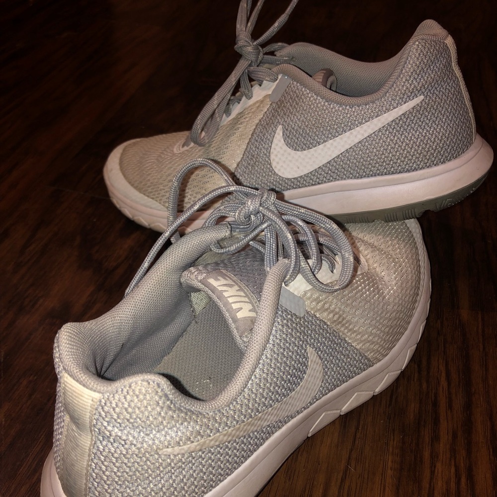 White Nike workout shoes